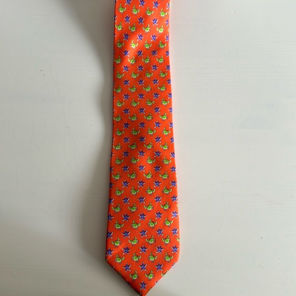 Cape Cod Neckwear Tie with Crabs and Sea Stars Silk
